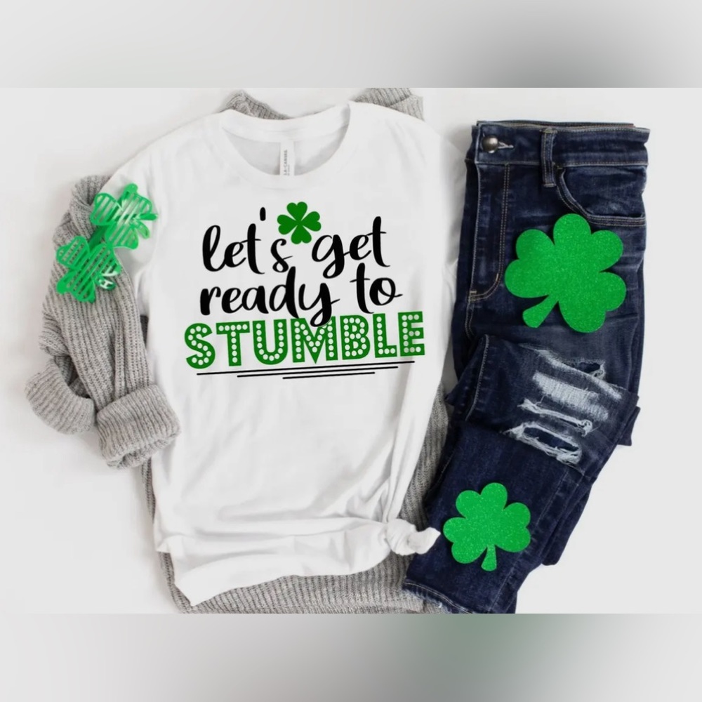 ☘️ St. Patrick's Day Let's Get Ready to Stumble White T-Shirt